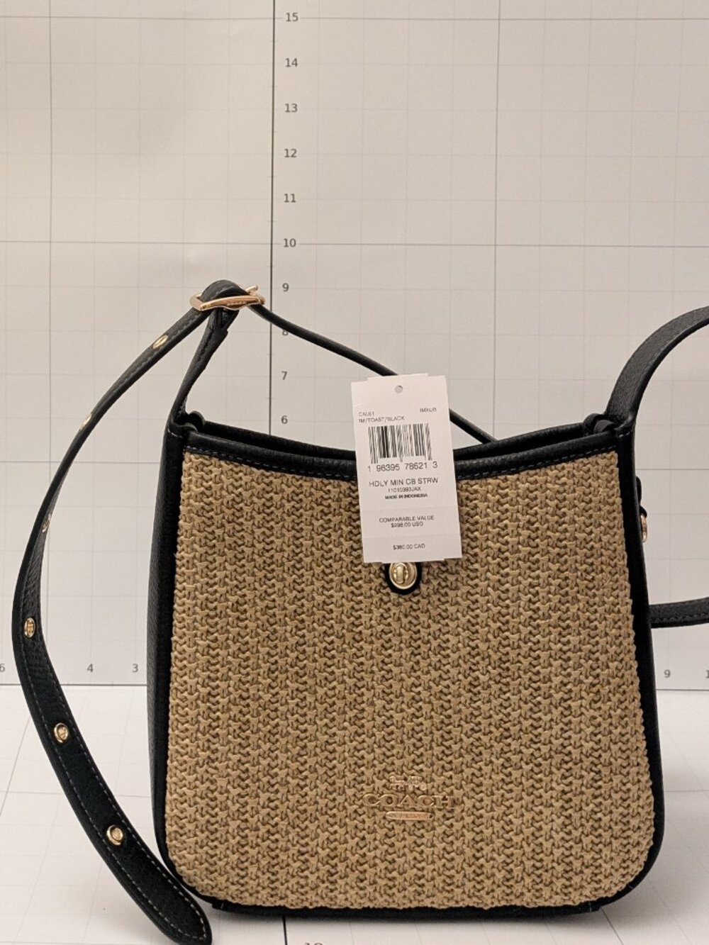 Coach Hadley Mini Crossbody Straw Toast Black CAL61 NWT - Picture 5 of 8